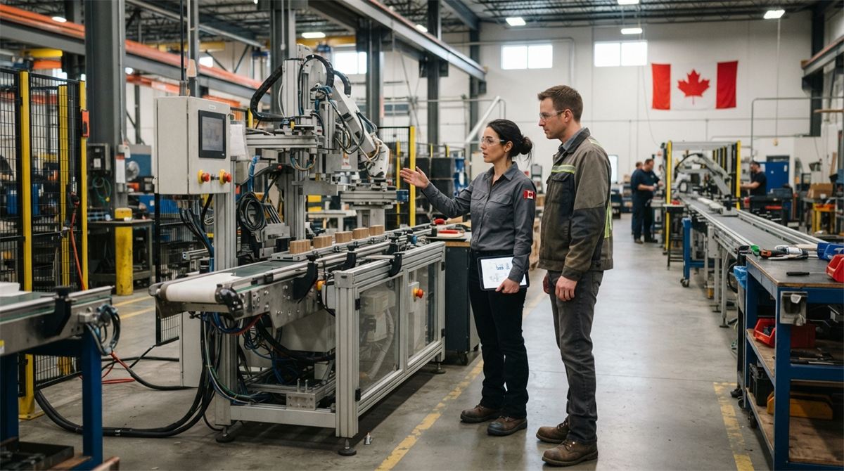 Spécialiste mutée qui montre un équipement industriel à un collègue dans une usine (illustration)