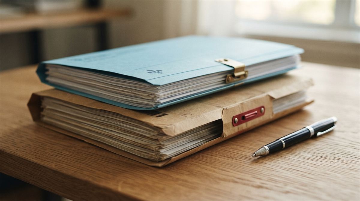 Two stacked application folders, one federal and one for the Quebec undertaking (illustration)